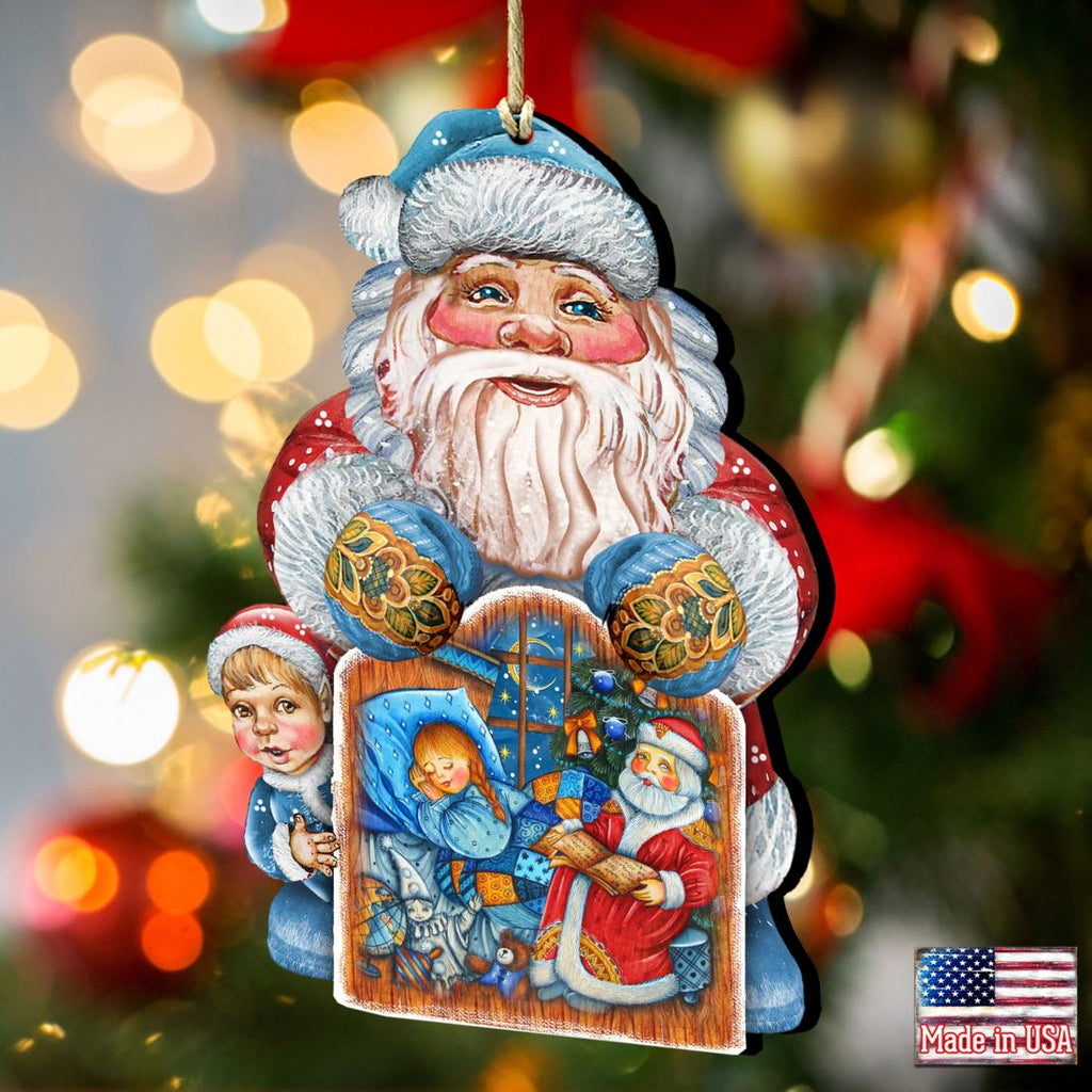 Christmas Night Christmas Wooden Ornaments by G. DeBrekht - Christmas Santa Snowman Decor-2