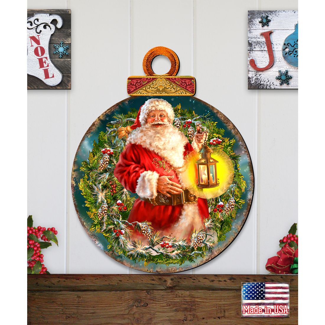 Enchanted Ball Christmas Wreath Santa Door Decor by D. Gelsinger - Christmas Santa Snowman Decor-3