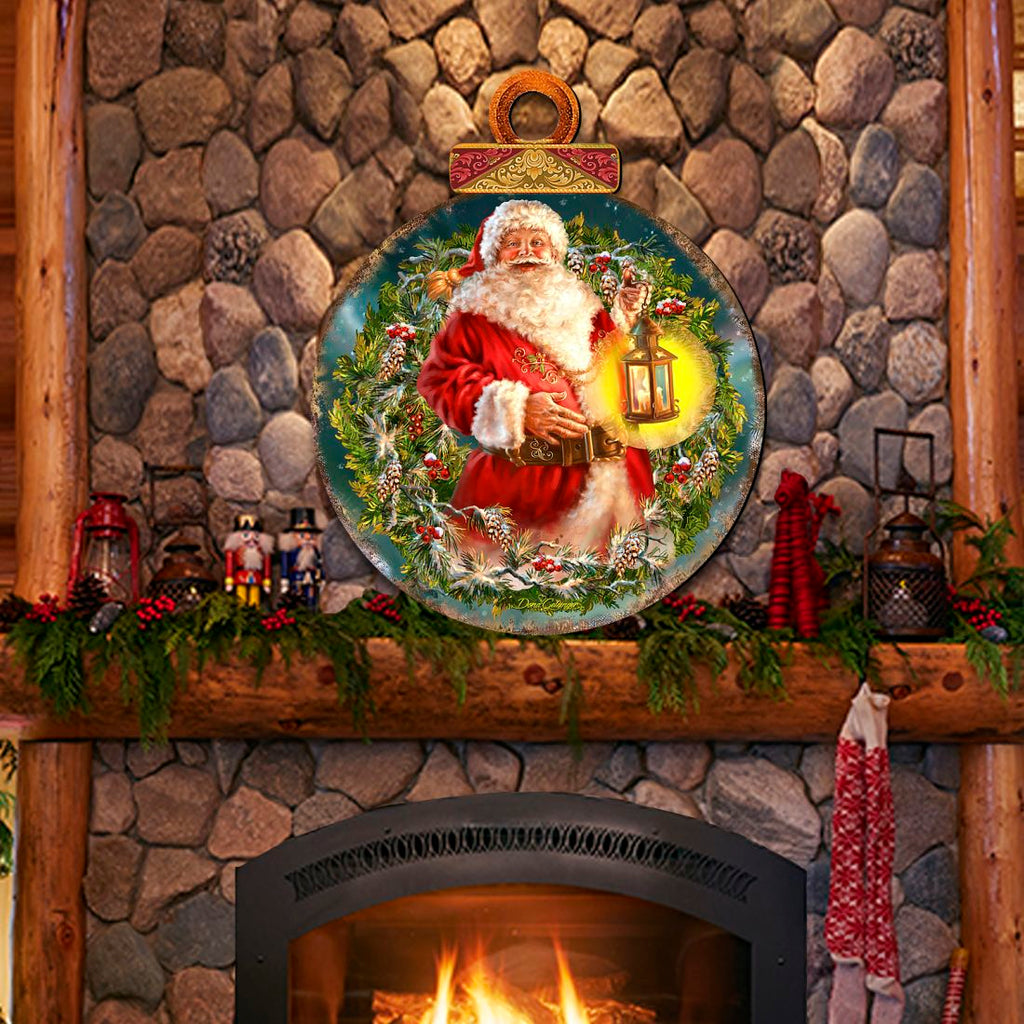 Enchanted Ball Christmas Wreath Santa Door Decor by D. Gelsinger - Christmas Santa Snowman Decor-2