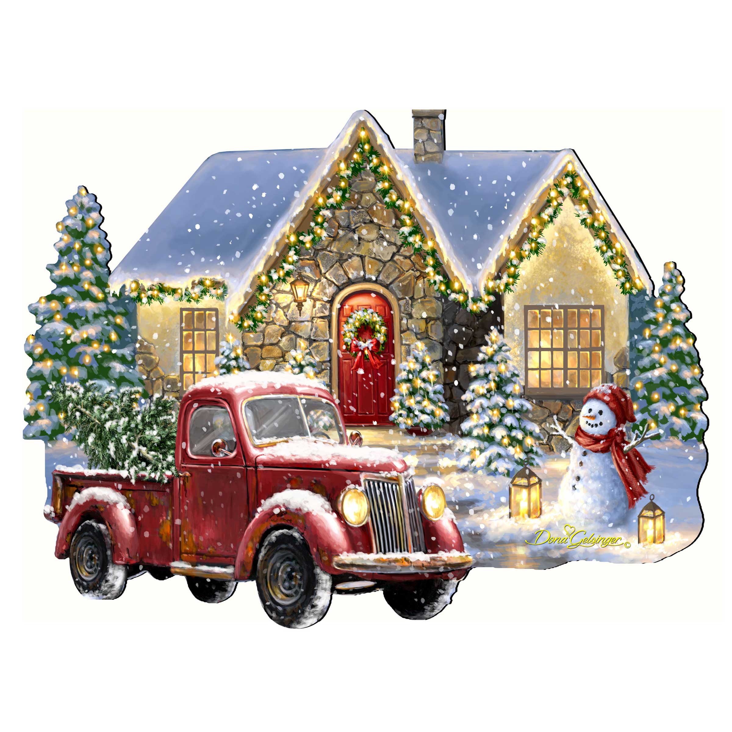 Christmas Light Lane with Truck Door Decor by D. Gelsinger - Christmas Santa Snowman Decor-4