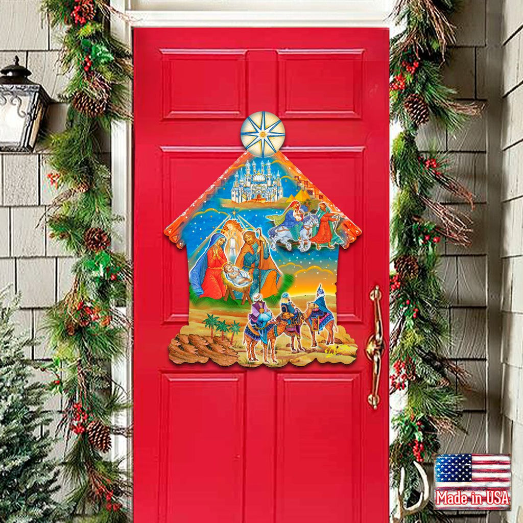 Up-Up and Away Christmas Door Decor by G. DeBrekht - Christmas Santa Snowman Decor-2
