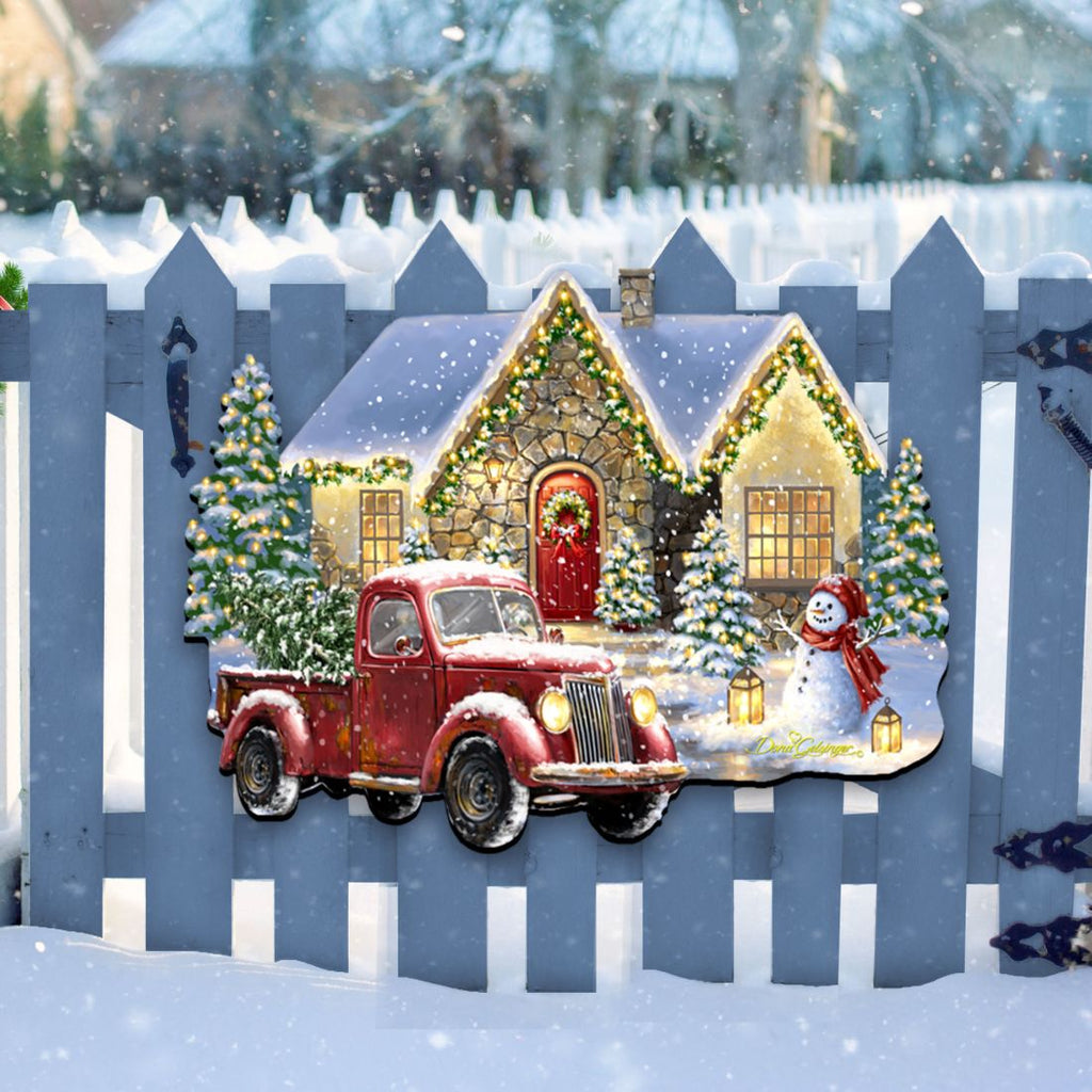 Christmas Light Lane with Truck Door Decor by D. Gelsinger - Christmas Santa Snowman Decor-3