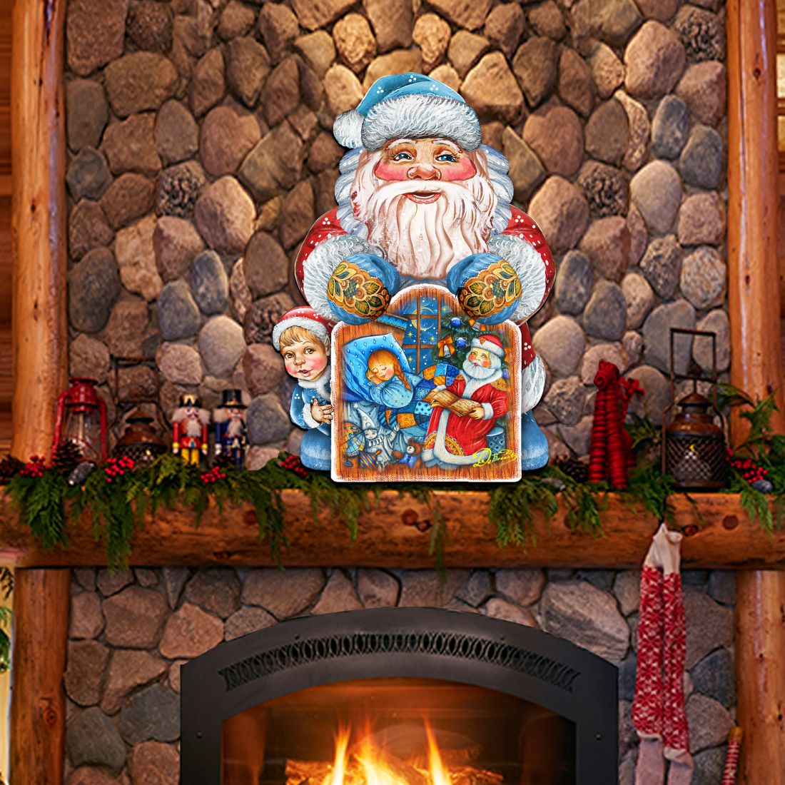 Christmas Night Christmas Door Decor by G. DeBrekht - Christmas Santa Snowman Decor-2