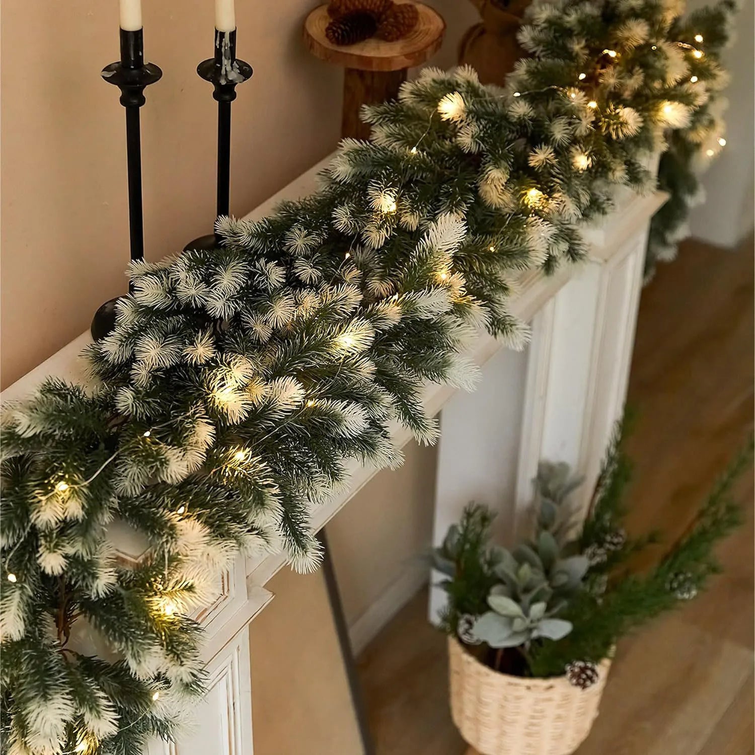 NNEOBA Pre-Lit Christmas Garland with Lights-1
