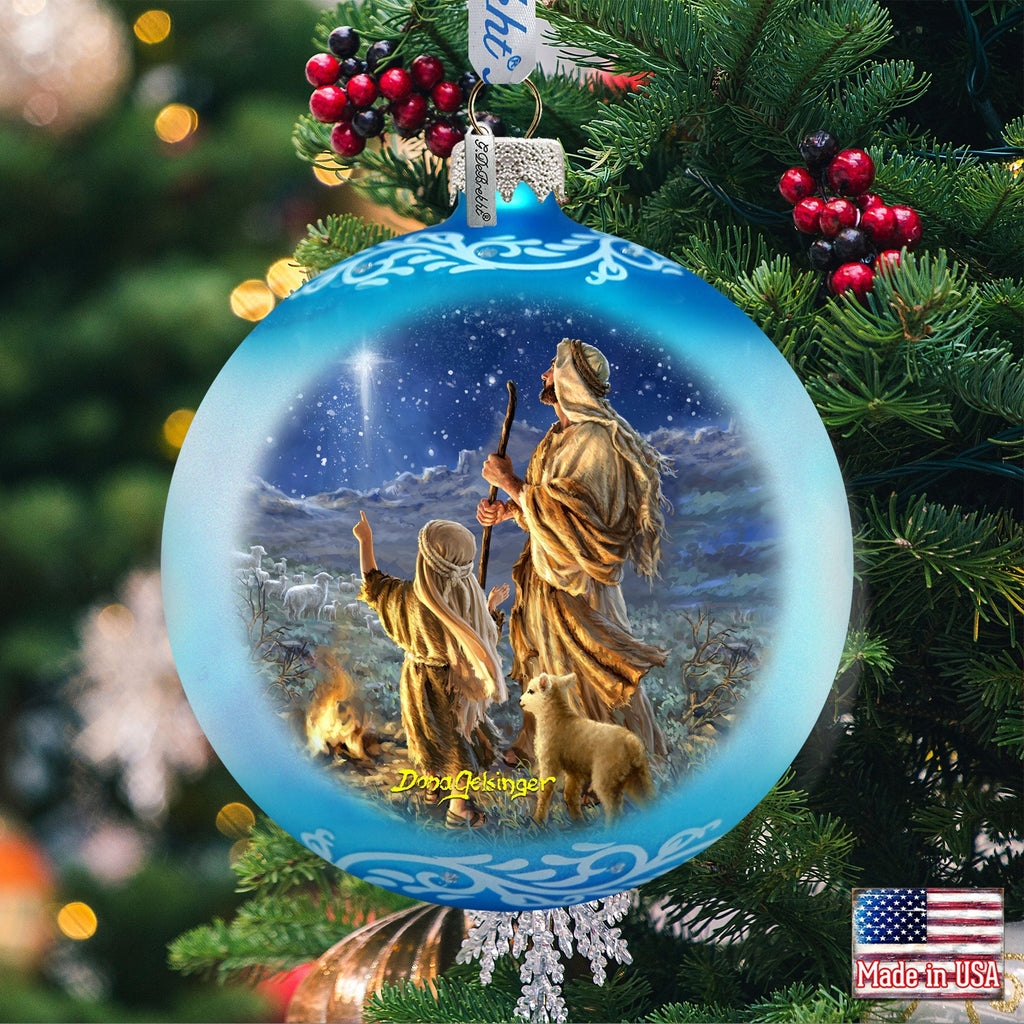 Shepherds Keeping Watch Glass Ornament by D. Gelsinger - Nativity Holiday Decor-3