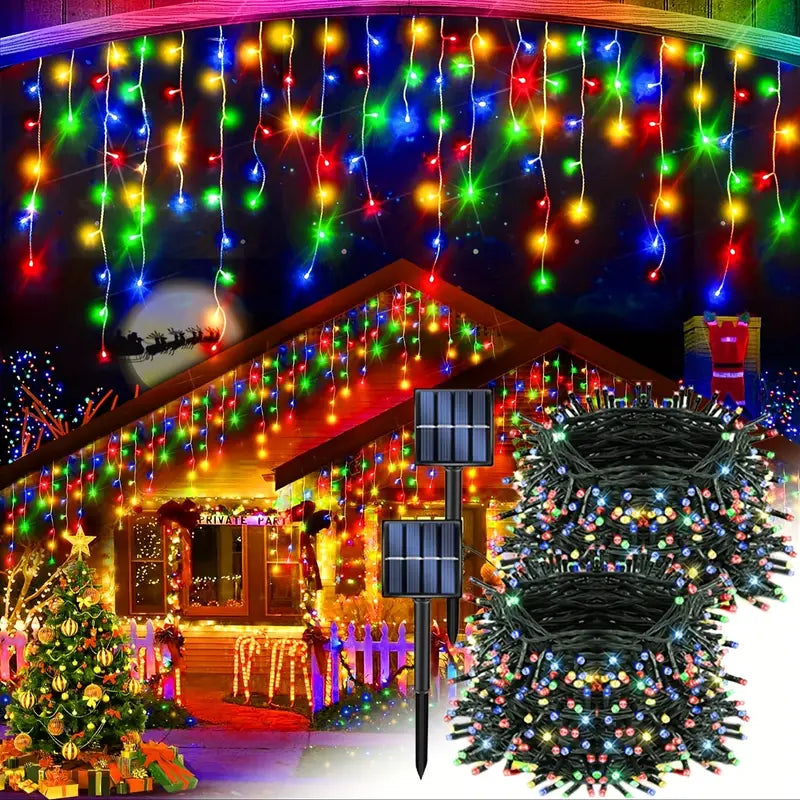 Christmas Solar String Lights - Multi-Colored, 8 Modes, Waterproof Fairy Lights-2