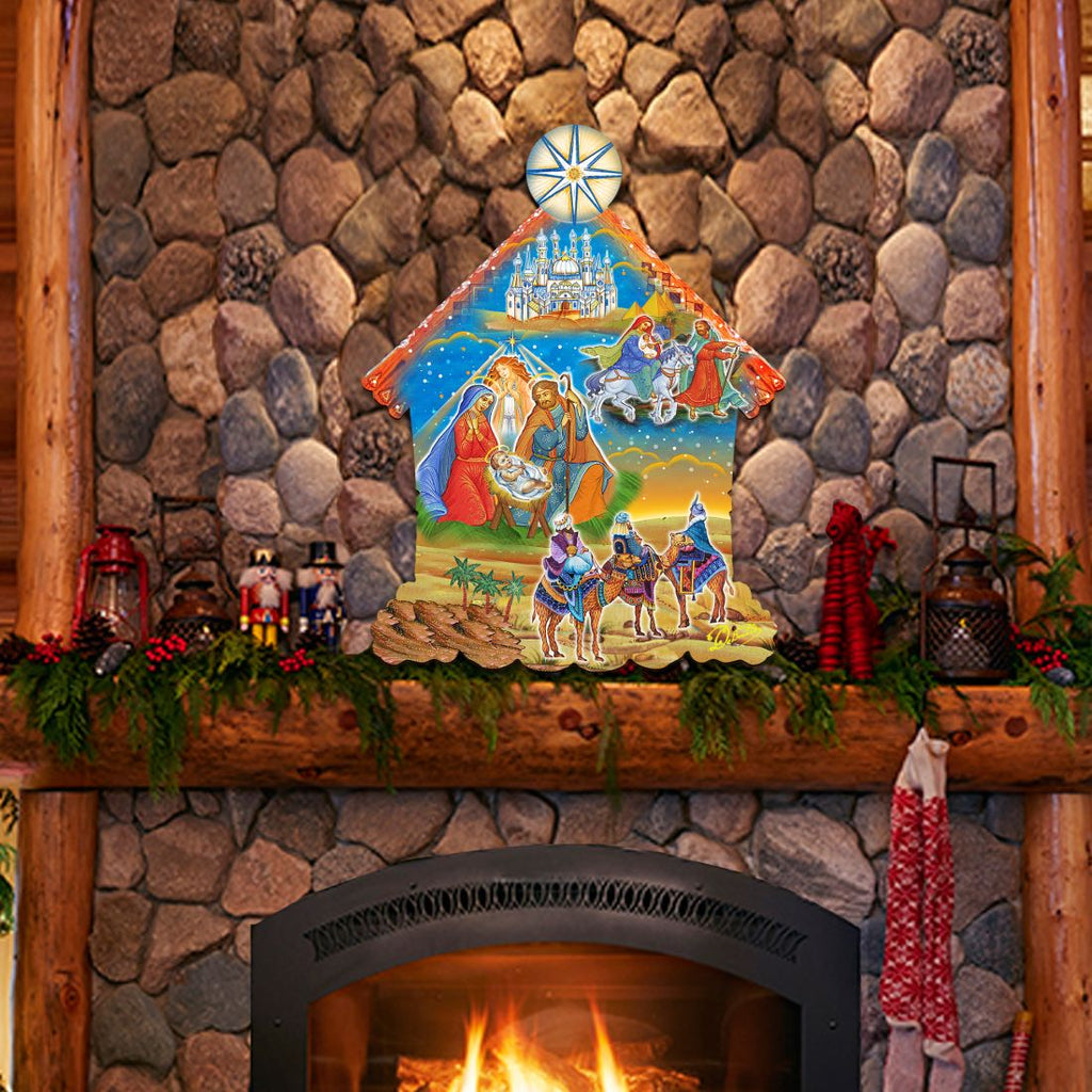 Up-Up and Away Christmas Door Decor by G. DeBrekht - Christmas Santa Snowman Decor-1