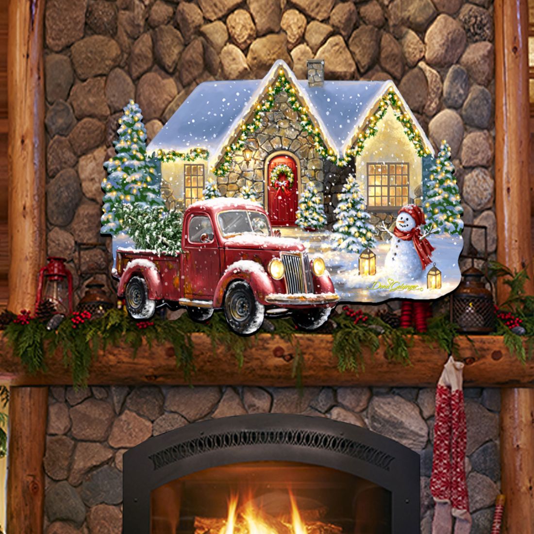 Christmas Light Lane with Truck Door Decor by D. Gelsinger - Christmas Santa Snowman Decor-1