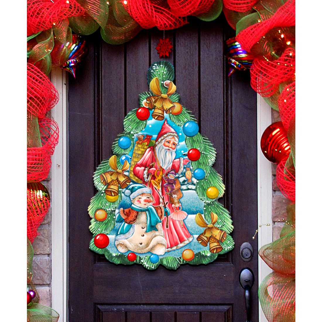 Christmas Arrival Christmas Door Decor by G. DeBrekht - Christmas Santa Snowman Decor-0