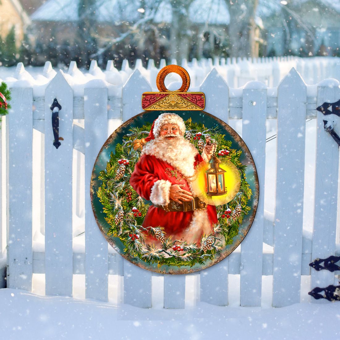 Enchanted Ball Christmas Wreath Santa Door Decor by D. Gelsinger - Christmas Santa Snowman Decor-1