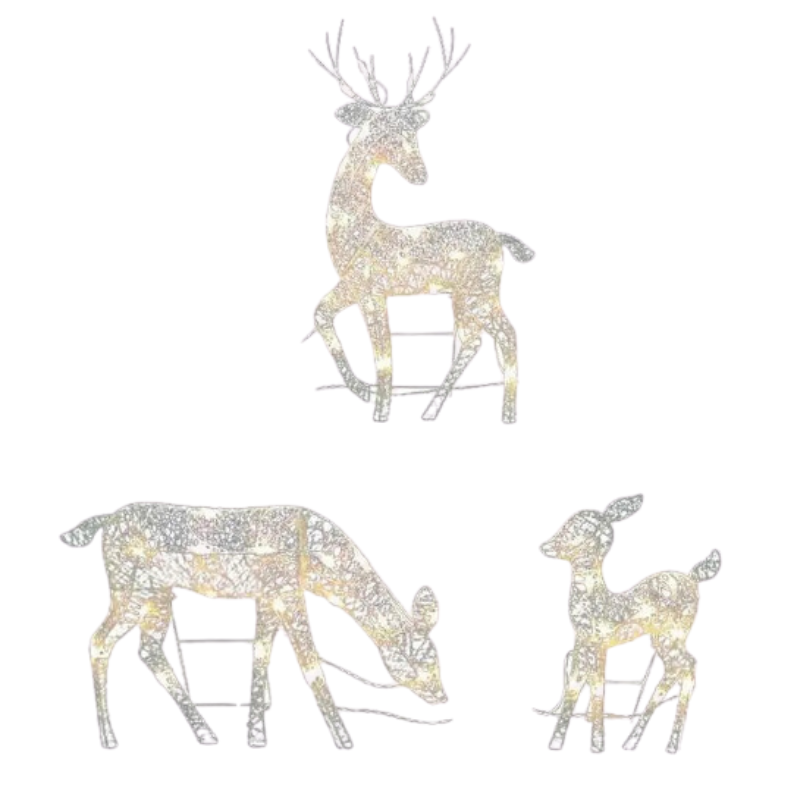 Lighted Christmas Deer Reindeer Family with LED Lights-0