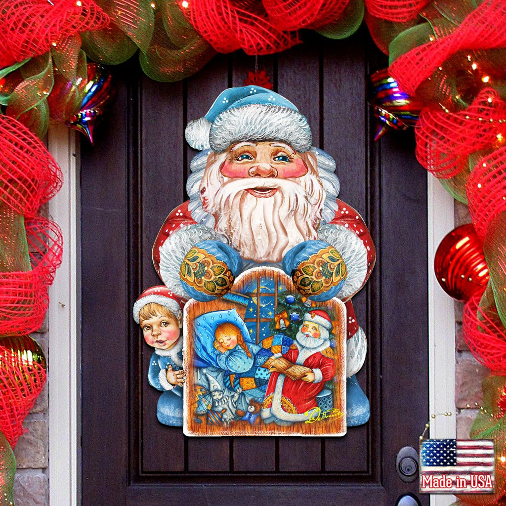 Christmas Night Christmas Door Decor by G. DeBrekht - Christmas Santa Snowman Decor-0