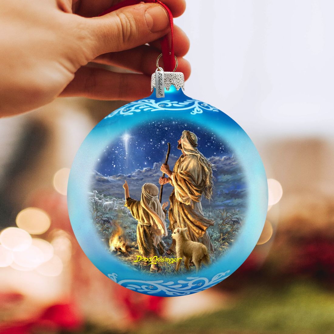 Shepherds Keeping Watch Glass Ornament by D. Gelsinger - Nativity Holiday Decor-2