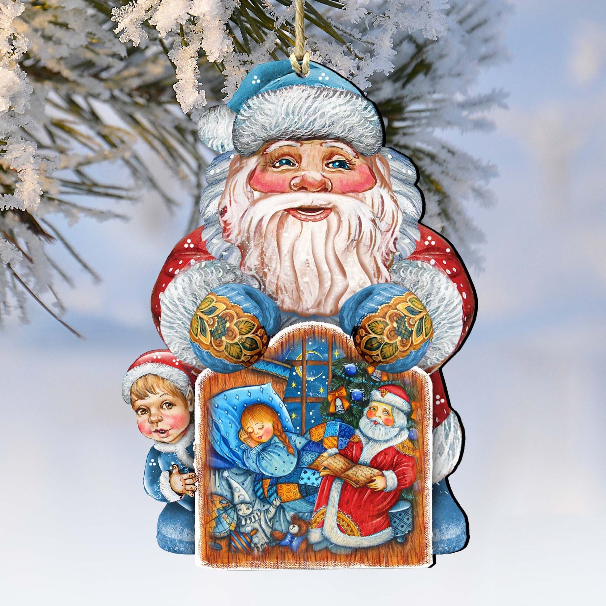 Christmas Night Christmas Wooden Ornaments by G. DeBrekht - Christmas Santa Snowman Decor-0