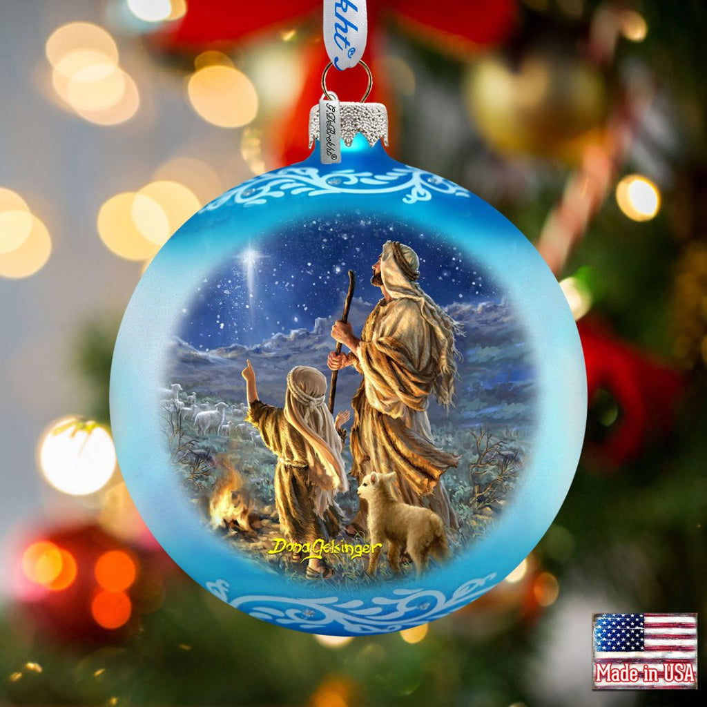 Shepherds Keeping Watch Glass Ornament by D. Gelsinger - Nativity Holiday Decor-0