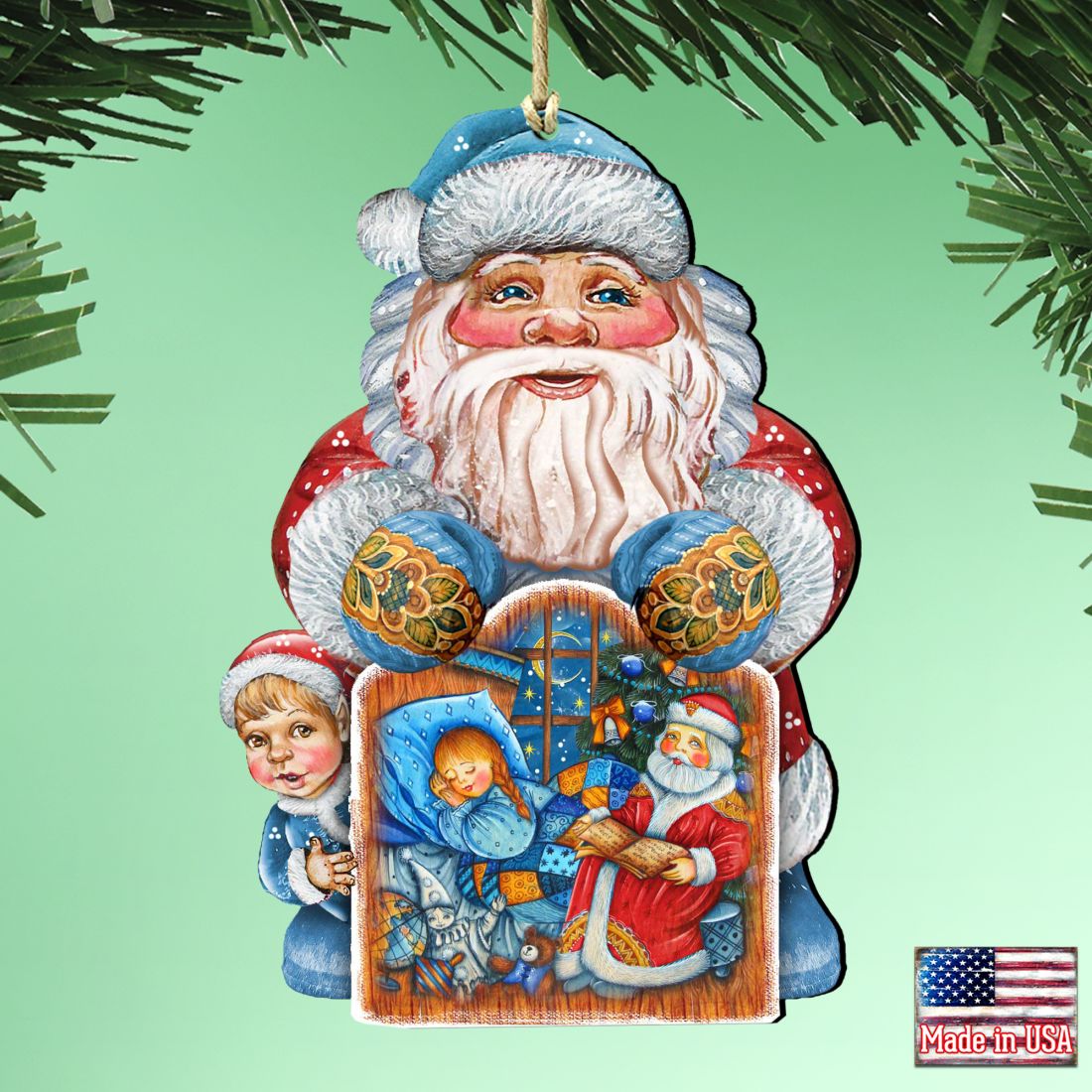 Christmas Night Christmas Wooden Ornaments by G. DeBrekht - Christmas Santa Snowman Decor-1