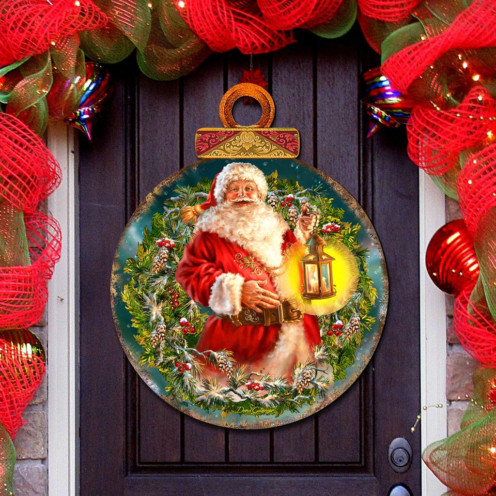 Enchanted Ball Christmas Wreath Santa Door Decor by D. Gelsinger - Christmas Santa Snowman Decor-0