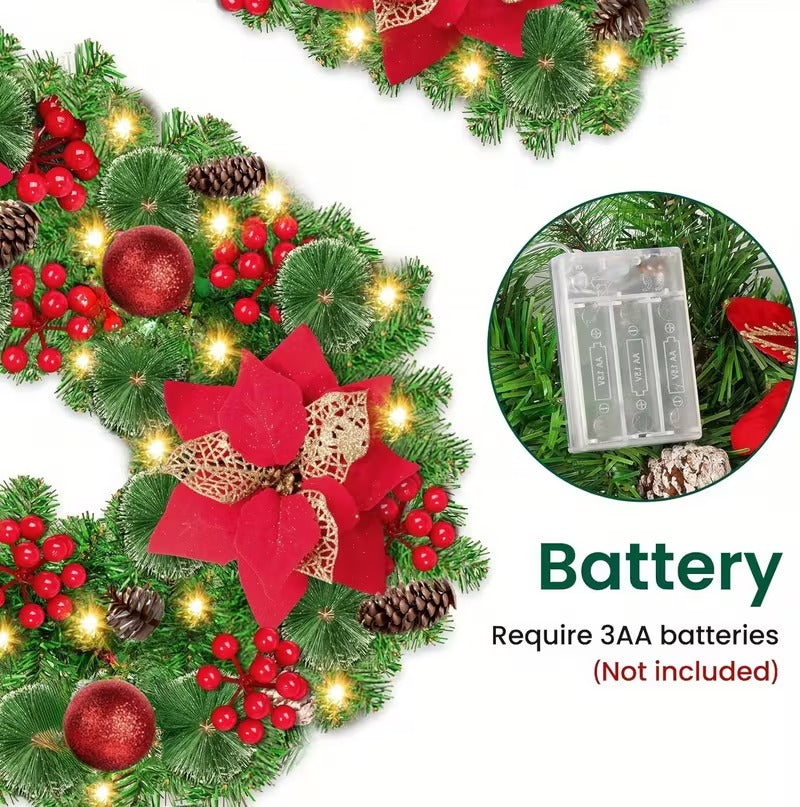 Artificial Christmas Garland with LED Lights-3